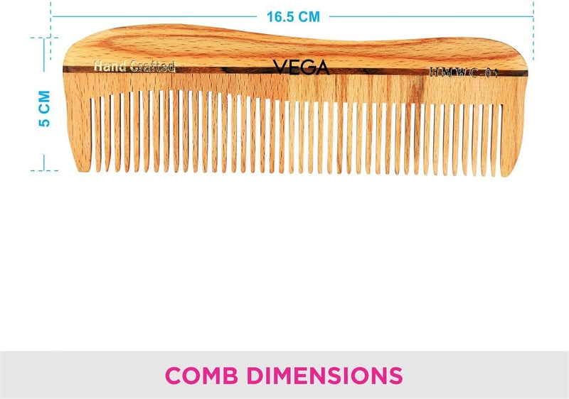 VEGA Natural Wooden Styling Comb - Wooden Color - Image 3